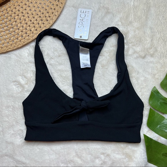 L*Space Black Ribbed Tara Bikini Top NWT! - Picture 4 of 9